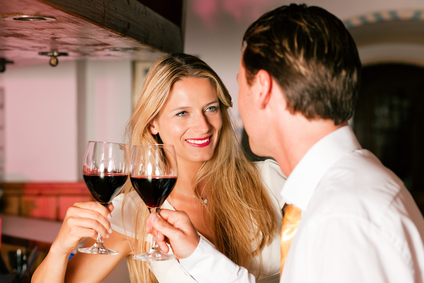 Man and woman in a hotel bar